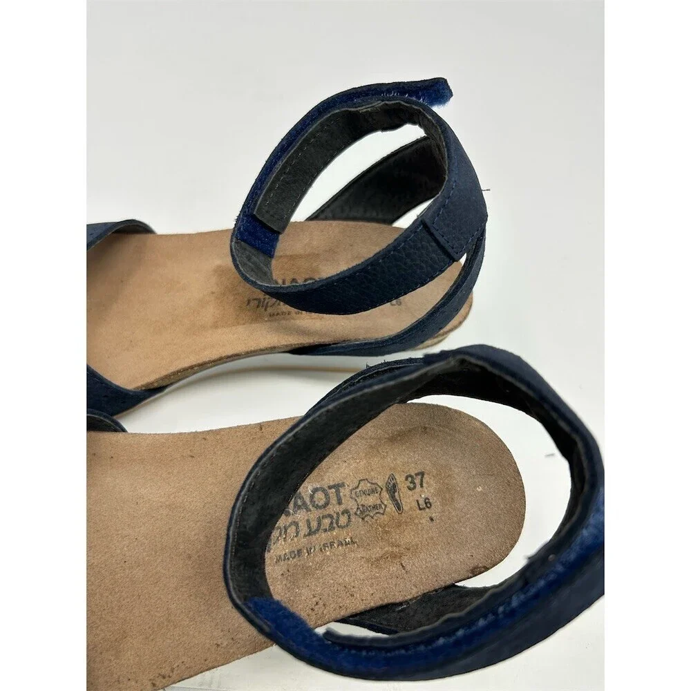 Naot Wand Womens Wedge Sandals Blue Strappy Ankle Strap Comfort Casual Size 37